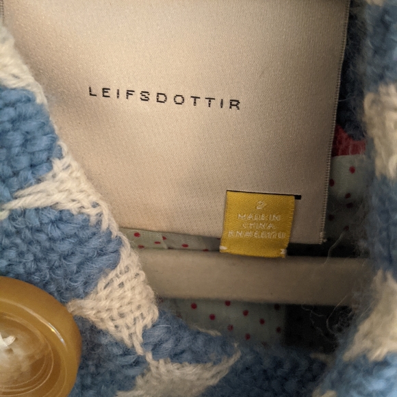 Anthropologie Leifsdottir Blue Checkered Swing Coat - Picture 3 of 3